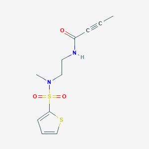 molecular formula C11H14N2O3S2 B2588100 N-[2-[Methyl(thiophen-2-ylsulfonyl)amino]ethyl]but-2-ynamide CAS No. 2411237-08-4