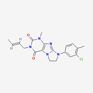 molecular formula C19H20ClN5O2 B2588107 3-((2E)but-2-enyl)-8-(3-chloro-4-methylphenyl)-1-methyl-1,3,5-trihydroimidazol idino[1,2-h]purine-2,4-dione CAS No. 938750-66-4