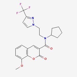 N-cyclopentyl-8-methoxy-2-oxo-N-(2-(3-(trifluoromethyl)-1H-pyrazol-1-yl)ethyl)-2H-chromene-3-carboxamide