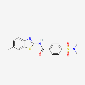 molecular formula C18H19N3O3S2 B2588118 N-(4,6-二甲基-1,3-苯并噻唑-2-基)-4-(二甲基氨磺酰基)苯甲酰胺 CAS No. 313662-24-7