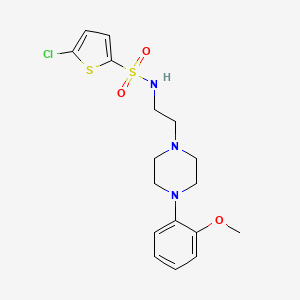 molecular formula C17H22ClN3O3S2 B2588131 5-chloro-N-(2-(4-(2-methoxyphenyl)piperazin-1-yl)ethyl)thiophene-2-sulfonamide CAS No. 1049364-81-9