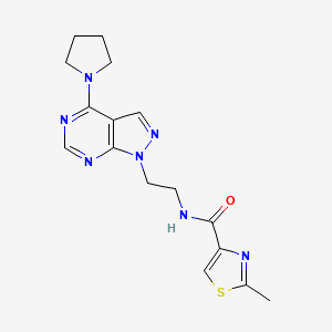 molecular formula C16H19N7OS B2588135 2-methyl-N-(2-(4-(pyrrolidin-1-yl)-1H-pyrazolo[3,4-d]pyrimidin-1-yl)ethyl)thiazole-4-carboxamide CAS No. 1210016-82-2