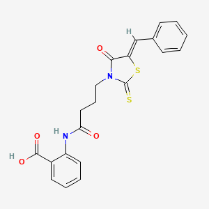 (Z)-2-(4-(5-benzylidene-4-oxo-2-thioxothiazolidin-3-yl)butanamido)benzoic acid