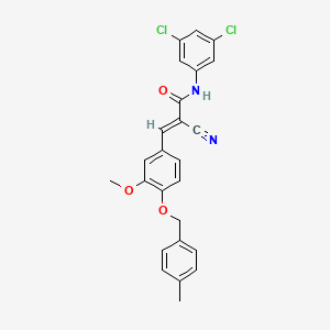 molecular formula C25H20Cl2N2O3 B2588165 (E)-2-cyano-N-(3,5-dichlorophenyl)-3-[3-methoxy-4-[(4-methylphenyl)methoxy]phenyl]prop-2-enamide CAS No. 380475-45-6
