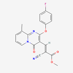 molecular formula C20H14FN3O4 B2588177 (E)-methyl 2-cyano-3-(2-(4-fluorophenoxy)-9-methyl-4-oxo-4H-pyrido[1,2-a]pyrimidin-3-yl)acrylate CAS No. 620113-55-5