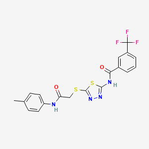 molecular formula C19H15F3N4O2S2 B2588182 N-(5-((2-oxo-2-(p-tolylamino)ethyl)thio)-1,3,4-thiadiazol-2-yl)-3-(trifluoromethyl)benzamide CAS No. 392291-59-7