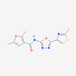 molecular formula C13H12N4O3S B2588189 2,5-dimethyl-N-(5-(2-methylthiazol-4-yl)-1,3,4-oxadiazol-2-yl)furan-3-carboxamide CAS No. 1334376-11-2