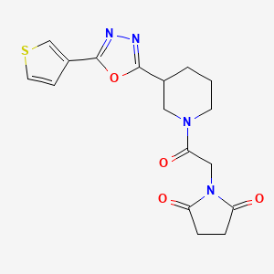 molecular formula C17H18N4O4S B2588197 1-(2-Oxo-2-(3-(5-(thiophen-3-yl)-1,3,4-oxadiazol-2-yl)piperidin-1-yl)ethyl)pyrrolidine-2,5-dione CAS No. 1797125-38-2