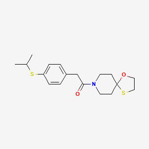 molecular formula C18H25NO2S2 B2588206 2-(4-(异丙硫基)苯基)-1-(1-氧杂-4-噻-8-氮杂螺[4.5]癸-8-基)乙酮 CAS No. 1351591-75-7
