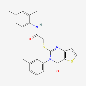 molecular formula C25H25N3O2S2 B2588215 2-{[3-(2,3-二甲苯基)-4-氧代-3,4-二氢噻吩并[3,2-d]嘧啶-2-基]硫代}-N-(2,4,6-三甲苯基)乙酰胺 CAS No. 1291832-41-1