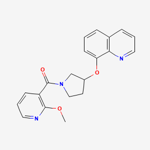 molecular formula C20H19N3O3 B2588216 (2-Methoxypyridin-3-yl)(3-(quinolin-8-yloxy)pyrrolidin-1-yl)methanone CAS No. 1903403-32-6