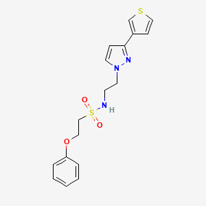 molecular formula C17H19N3O3S2 B2588224 2-phenoxy-N-(2-(3-(thiophen-3-yl)-1H-pyrazol-1-yl)ethyl)ethanesulfonamide CAS No. 2034361-96-9