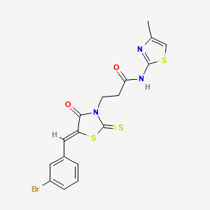 molecular formula C17H14BrN3O2S3 B2588229 (Z)-3-(5-(3-bromobenzylidene)-4-oxo-2-thioxothiazolidin-3-yl)-N-(4-methylthiazol-2-yl)propanamide CAS No. 476634-59-0