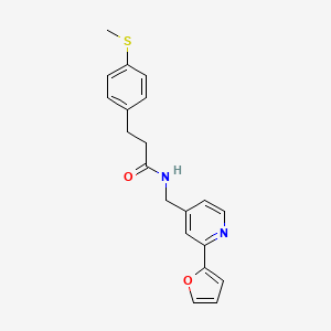 N-((2-(furan-2-yl)pyridin-4-yl)methyl)-3-(4-(methylthio)phenyl)propanamide