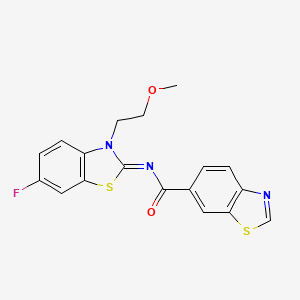 molecular formula C18H14FN3O2S2 B2588235 (Z)-N-(6-fluoro-3-(2-methoxyethyl)benzo[d]thiazol-2(3H)-ylidene)benzo[d]thiazole-6-carboxamide CAS No. 1006015-87-7