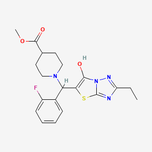 Methyl 1-((2-ethyl-6-hydroxythiazolo[3,2-b][1,2,4]triazol-5-yl)(2-fluorophenyl)methyl)piperidine-4-carboxylate