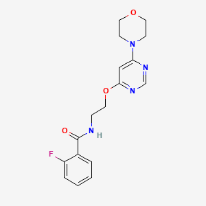 molecular formula C17H19FN4O3 B2588238 2-氟-N-(2-((6-吗啉基嘧啶-4-基)氧基)乙基)苯甲酰胺 CAS No. 1211390-81-6