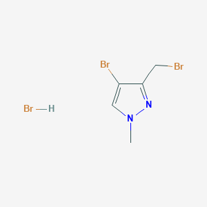 molecular formula C5H7Br3N2 B2588240 4-Bromo-3-(bromomethyl)-1-methylpyrazole;hydrobromide CAS No. 2126177-73-7