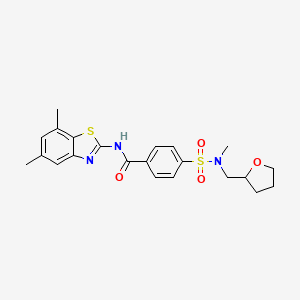 molecular formula C22H25N3O4S2 B2588249 N-(5,7-dimethyl-1,3-benzothiazol-2-yl)-4-{methyl[(oxolan-2-yl)methyl]sulfamoyl}benzamide CAS No. 892844-75-6