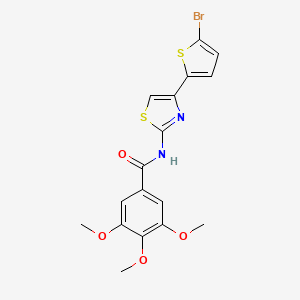 molecular formula C17H15BrN2O4S2 B2588251 N-[4-(5-bromothiophen-2-yl)-1,3-thiazol-2-yl]-3,4,5-trimethoxybenzamide CAS No. 476275-19-1