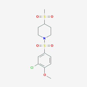 molecular formula C13H18ClNO5S2 B2588252 1-((3-Chloro-4-methoxyphenyl)sulfonyl)-4-(methylsulfonyl)piperidine CAS No. 1448132-62-4