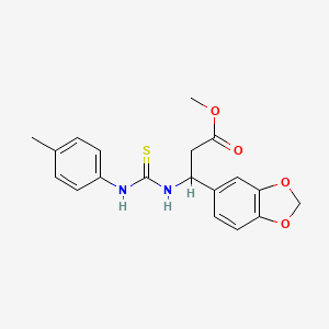 molecular formula C19H20N2O4S B2588261 3-(1,3-苯并二氧杂环-5-基)-3-[(4-甲苯胺甲酰硫代)氨基]丙酸甲酯 CAS No. 866144-45-8