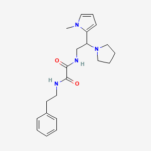 molecular formula C21H28N4O2 B2588268 N1-(2-(1-甲基-1H-吡咯-2-基)-2-(吡咯烷-1-基)乙基)-N2-苯乙基草酰胺 CAS No. 1049350-22-2