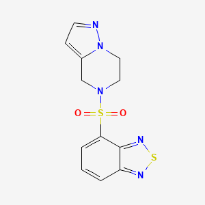 molecular formula C12H11N5O2S2 B2588275 4-((6,7-二氢吡唑并[1,5-a]哒嗪-5(4H)-基)磺酰基)苯并[c][1,2,5]噻二唑 CAS No. 2034265-82-0