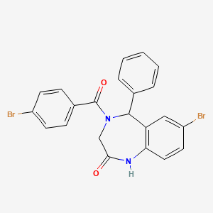 molecular formula C22H16Br2N2O2 B2588276 7-溴-4-(4-溴苯甲酰)-5-苯基-4,5-二氢-1H-苯并[e][1,4]二氮杂卓-2(3H)-酮 CAS No. 313683-87-3