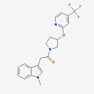 molecular formula C21H20F3N3O2 B2588288 2-(1-甲基-1H-吲哚-3-基)-1-(3-((4-(三氟甲基)吡啶-2-基)氧基)吡咯烷-1-基)乙酮 CAS No. 2034471-03-7