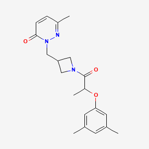 molecular formula C20H25N3O3 B2588315 2-[[1-[2-(3,5-Dimethylphenoxy)propanoyl]azetidin-3-yl]methyl]-6-methylpyridazin-3-one CAS No. 2320417-51-2