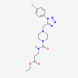 molecular formula C18H24ClN7O3 B2588321 ethyl 3-(4-((1-(4-chlorophenyl)-1H-tetrazol-5-yl)methyl)piperazine-1-carboxamido)propanoate CAS No. 1049391-88-9