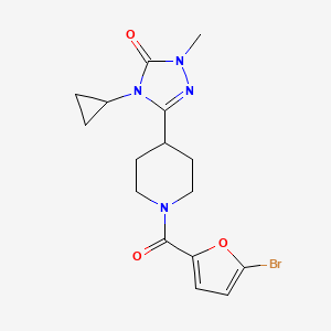 molecular formula C16H19BrN4O3 B2588322 3-(1-(5-bromofuran-2-carbonyl)piperidin-4-yl)-4-cyclopropyl-1-methyl-1H-1,2,4-triazol-5(4H)-one CAS No. 1798023-32-1