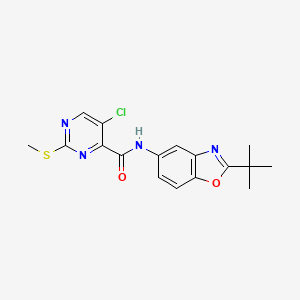 molecular formula C17H17ClN4O2S B2588328 N-(2-tert-butyl-1,3-benzoxazol-5-yl)-5-chloro-2-(methylsulfanyl)pyrimidine-4-carboxamide CAS No. 1147697-05-9