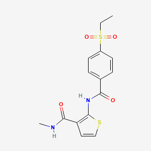 molecular formula C15H16N2O4S2 B2588342 2-(4-(ethylsulfonyl)benzamido)-N-methylthiophene-3-carboxamide CAS No. 898446-89-4