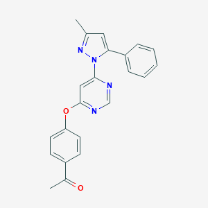molecular formula C22H18N4O2 B258835 1-[4-[6-(3-Methyl-5-phenylpyrazol-1-yl)pyrimidin-4-yl]oxyphenyl]ethanone 