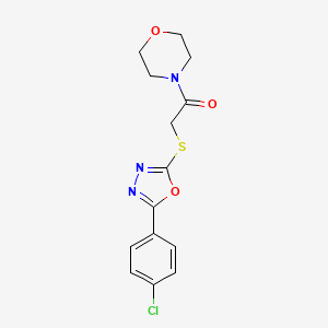 molecular formula C14H14ClN3O3S B2588354 2-((5-(4-Chlorophenyl)-1,3,4-oxadiazol-2-yl)thio)-1-morpholinoethanone CAS No. 782465-94-5