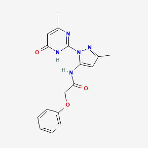 molecular formula C17H17N5O3 B2588358 N-(3-methyl-1-(4-methyl-6-oxo-1,6-dihydropyrimidin-2-yl)-1H-pyrazol-5-yl)-2-phenoxyacetamide CAS No. 1004638-73-6