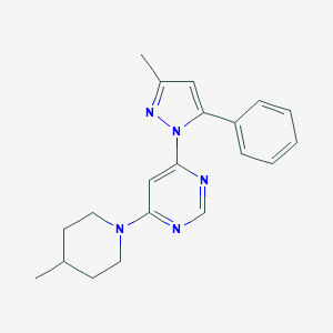 molecular formula C20H23N5 B258836 4-(3-methyl-5-phenyl-1H-pyrazol-1-yl)-6-(4-methylpiperidin-1-yl)pyrimidine 