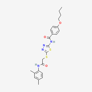 molecular formula C23H26N4O3S2 B2588361 4-butoxy-N-(5-((2-((2,4-dimethylphenyl)amino)-2-oxoethyl)thio)-1,3,4-thiadiazol-2-yl)benzamide CAS No. 392295-85-1