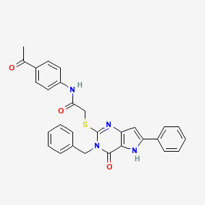 molecular formula C29H24N4O3S B2588369 N-(4-acetylphenyl)-2-((3-benzyl-4-oxo-6-phenyl-4,5-dihydro-3H-pyrrolo[3,2-d]pyrimidin-2-yl)thio)acetamide CAS No. 1114915-78-4