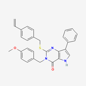 molecular formula C29H25N3O2S B2588374 3-(4-methoxybenzyl)-7-phenyl-2-((4-vinylbenzyl)thio)-3H-pyrrolo[3,2-d]pyrimidin-4(5H)-one CAS No. 2034555-67-2