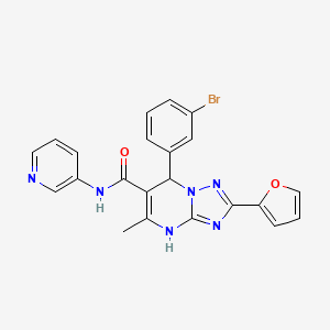 molecular formula C22H17BrN6O2 B2588381 7-(3-bromophenyl)-2-(furan-2-yl)-5-methyl-N-(pyridin-3-yl)-4,7-dihydro-[1,2,4]triazolo[1,5-a]pyrimidine-6-carboxamide CAS No. 538353-21-8