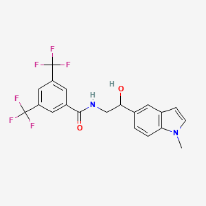 molecular formula C20H16F6N2O2 B2588384 N-(2-hydroxy-2-(1-methyl-1H-indol-5-yl)ethyl)-3,5-bis(trifluoromethyl)benzamide CAS No. 2034595-74-7
