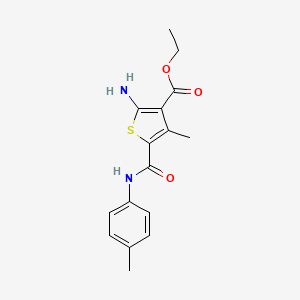 molecular formula C16H18N2O3S B2588385 Ethyl 2-amino-4-methyl-5-{[(4-methylphenyl)amino]-carbonyl}thiophene-3-carboxylate CAS No. 303141-22-2
