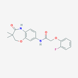 molecular formula C19H19FN2O4 B2588389 N-(3,3-dimethyl-4-oxo-2,3,4,5-tetrahydrobenzo[b][1,4]oxazepin-8-yl)-2-(2-fluorophenoxy)acetamide CAS No. 921835-54-3
