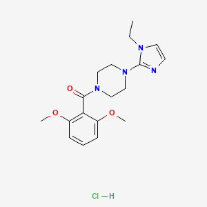 molecular formula C18H25ClN4O3 B2588391 (2,6-dimethoxyphenyl)(4-(1-ethyl-1H-imidazol-2-yl)piperazin-1-yl)methanone hydrochloride CAS No. 1185051-93-7