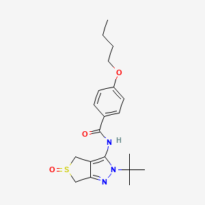 4-butoxy-N-(2-(tert-butyl)-5-oxido-4,6-dihydro-2H-thieno[3,4-c]pyrazol-3-yl)benzamide