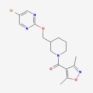molecular formula C16H19BrN4O3 B2588405 [3-[(5-Bromopyrimidin-2-yl)oxymethyl]piperidin-1-yl]-(3,5-dimethyl-1,2-oxazol-4-yl)methanone CAS No. 2379988-27-7