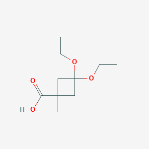 molecular formula C10H18O4 B2588415 3,3-二乙氧基-1-甲基环丁烷-1-羧酸 CAS No. 2138518-52-0